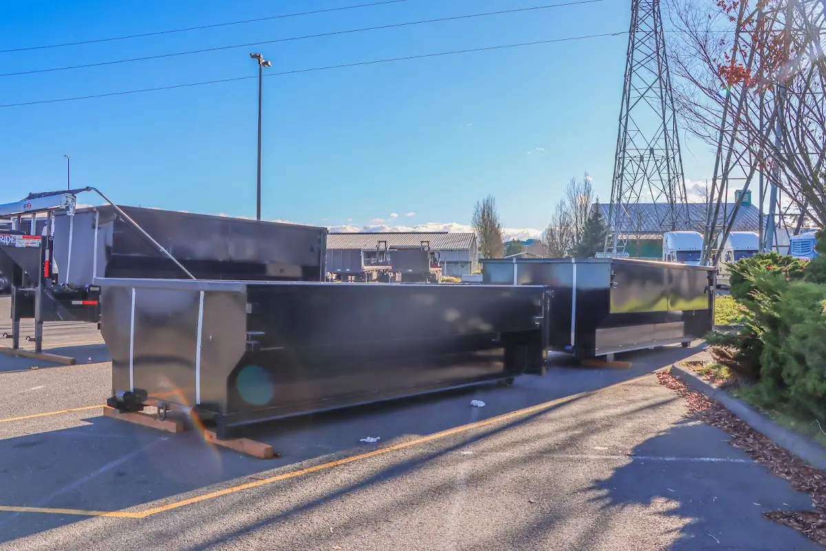 Roll-off dumpster ready for waste disposal at job site for Construction Dumpster Rental in Jordan